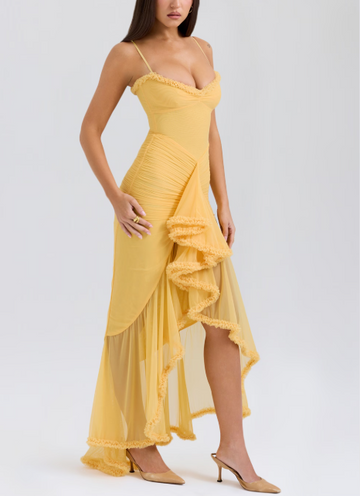 Janime | Ruffled Front Gown Dress