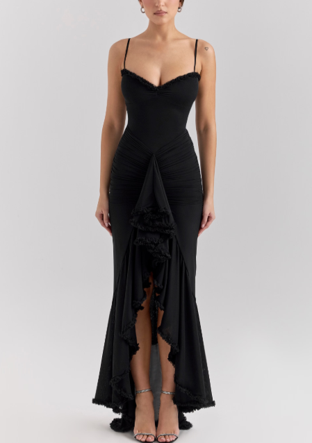 Janime | Ruffled Front Gown Dress