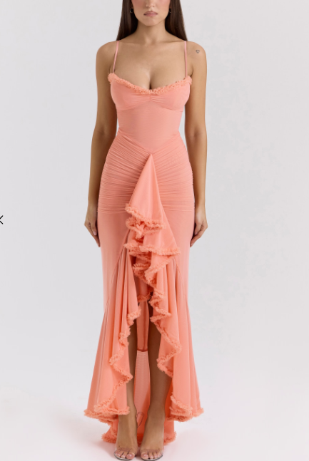 Janime | Ruffled Front Gown Dress