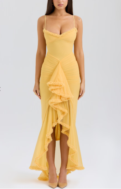 Janime | Ruffled Front Gown Dress