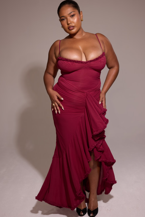 Janime | Ruffled Front Gown Dress