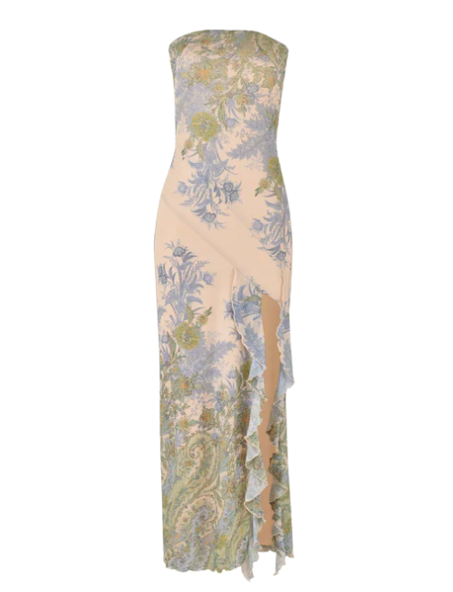 Seraphine| floral strapless maxi dress