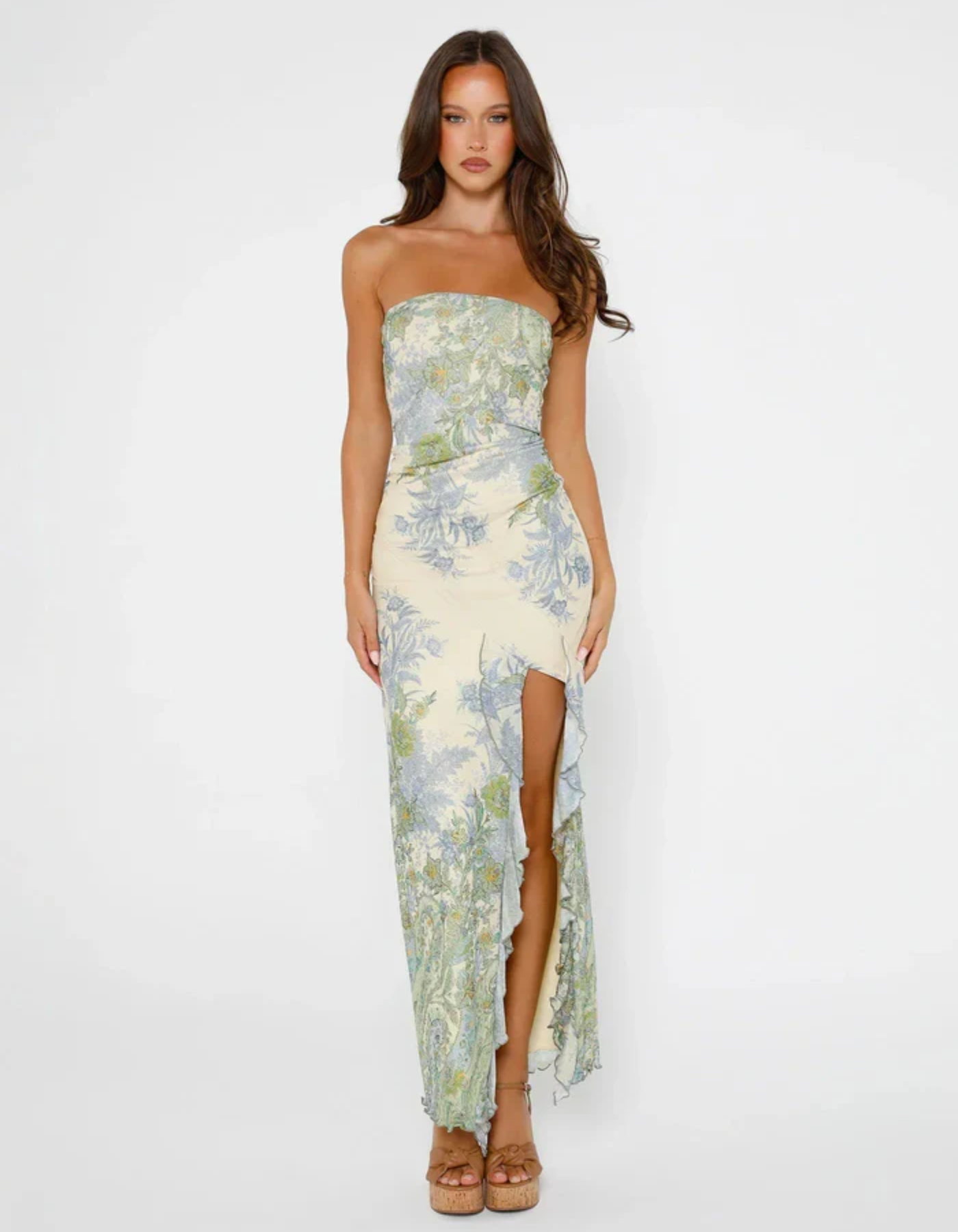 Seraphine| floral strapless maxi dress